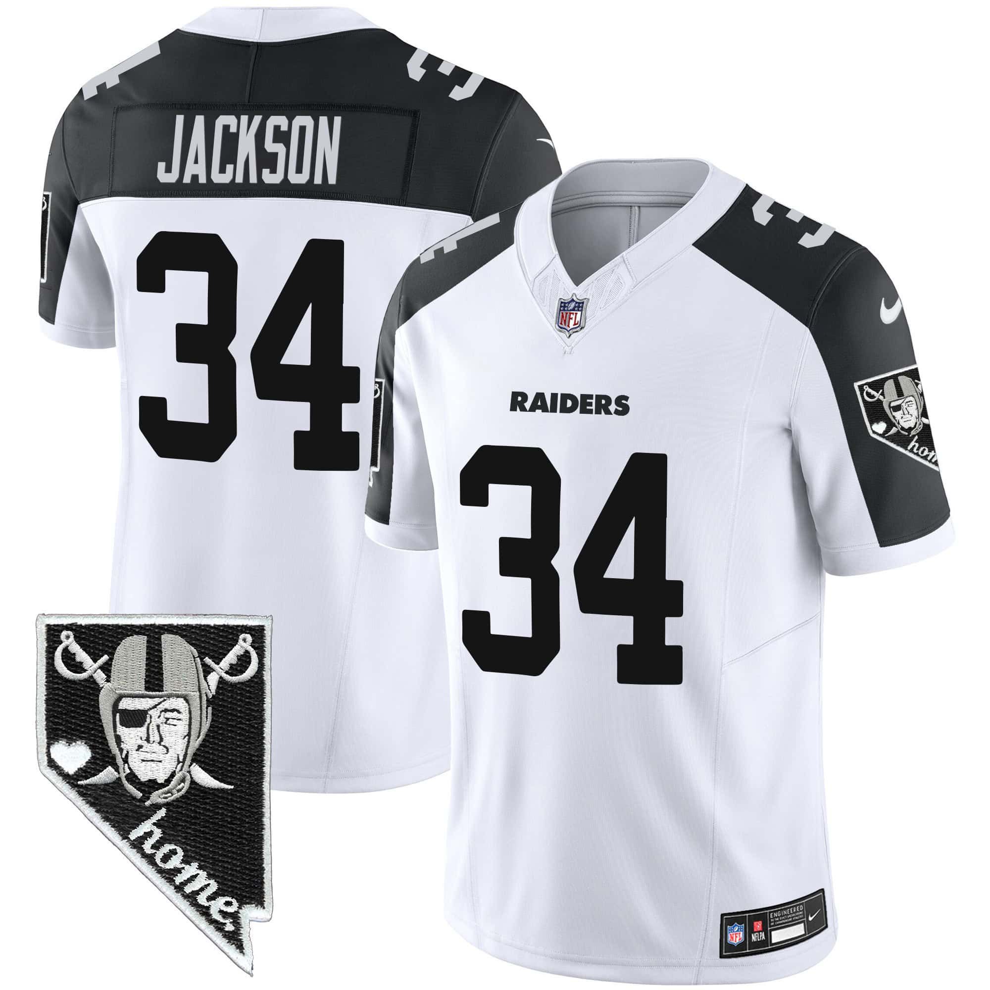 Men Oakland Raiders #34 Jackson White 2024 Nike Nevada Home Patch Vapor NFL Jersey style 1->indianapolis colts->NFL Jersey